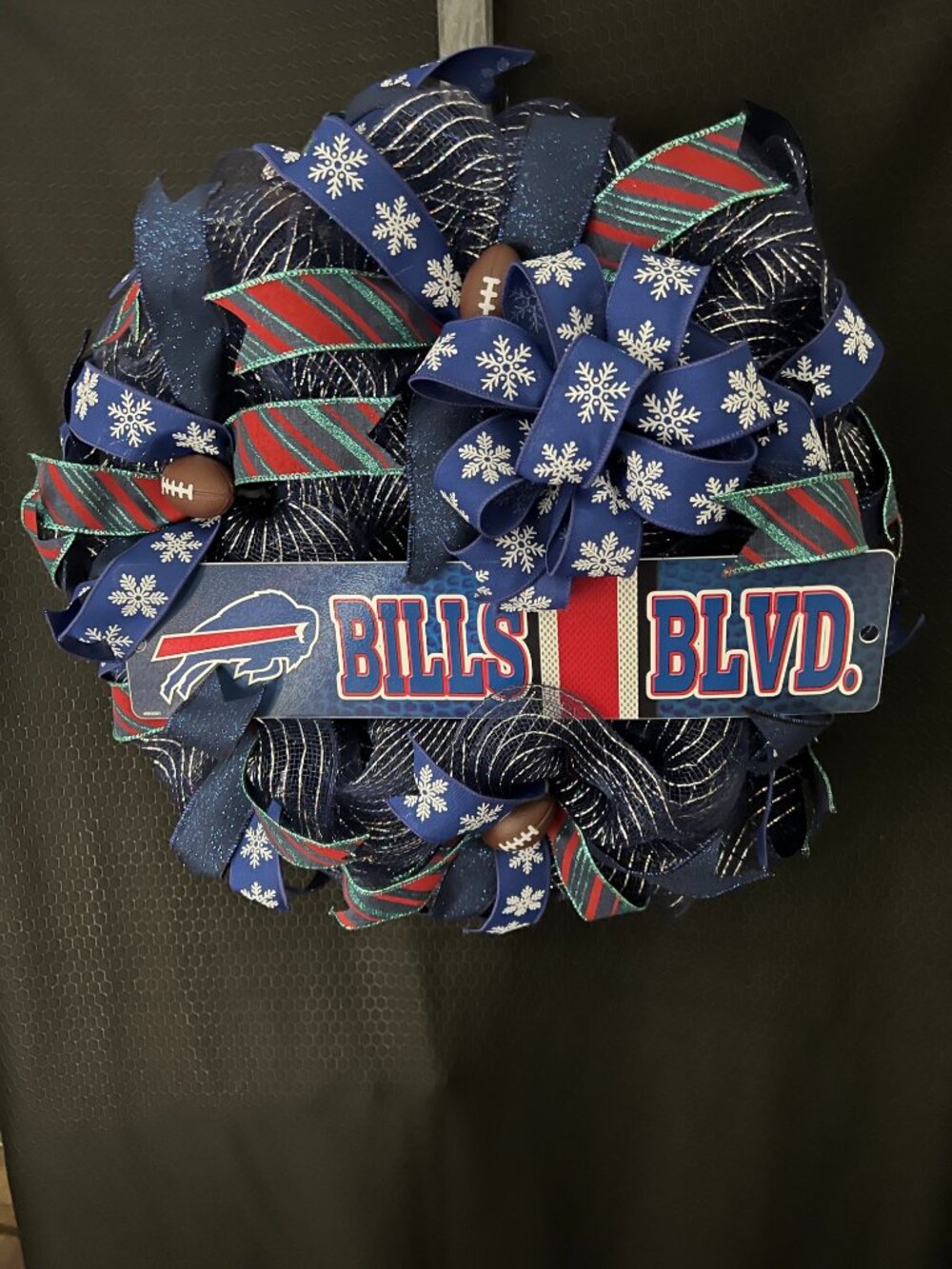 Buffalo Bills Deco Mesh Football Wreath